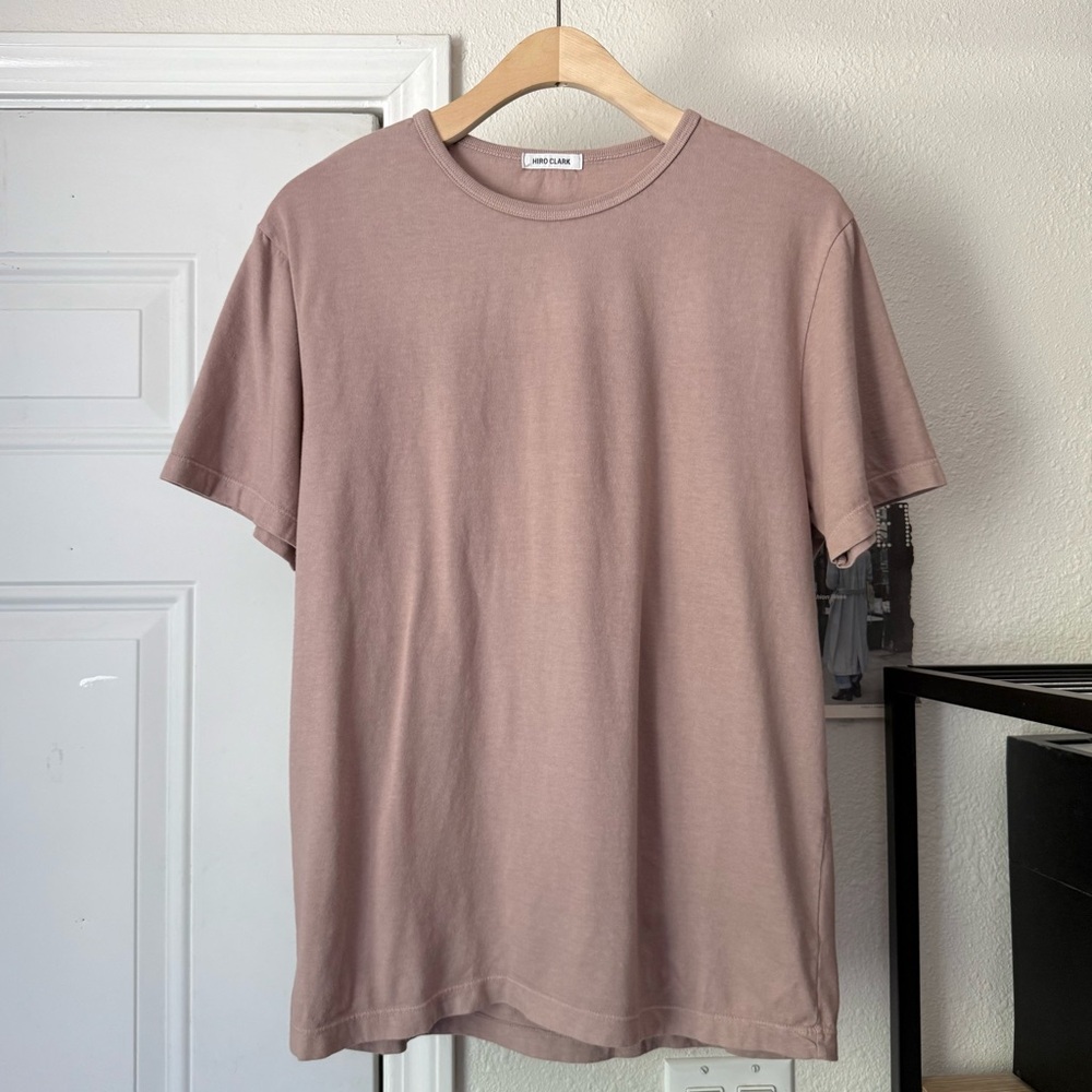 HIRO CLARK men’s mauve pink salmon peach crew neck cotton soft short sleeve‎ tee